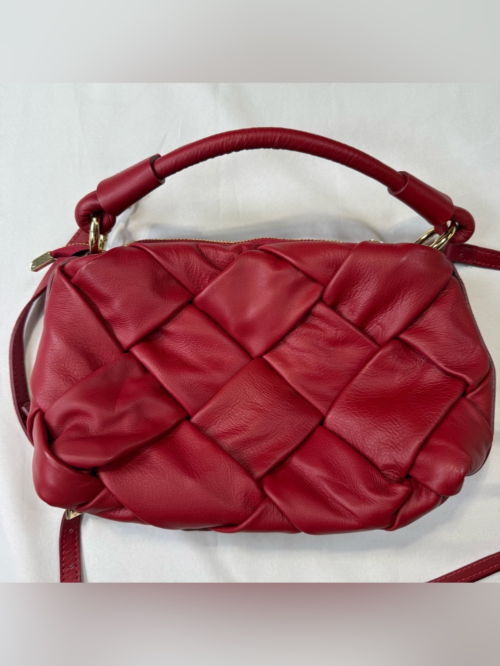 Stella Bianca Woven Italian Leather Crossbody Shoulder Bag made in Italy